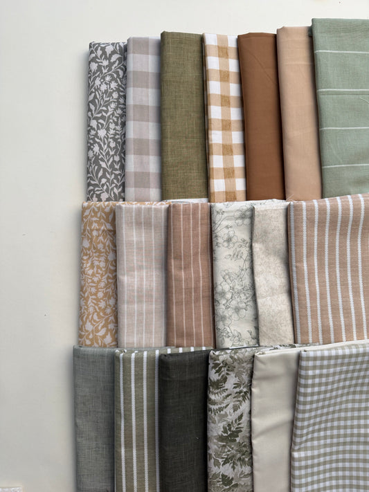 Custom Fabric Banner / Woodland Collection- greens & tans vines & stripes