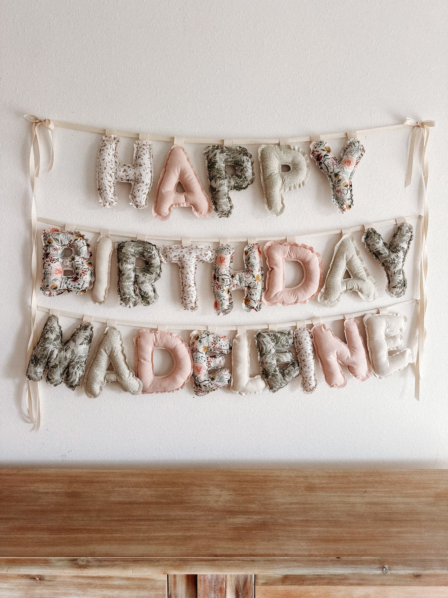 Custom Happy Birthday Fabric Banner | Puffy Letter Nursery Decor