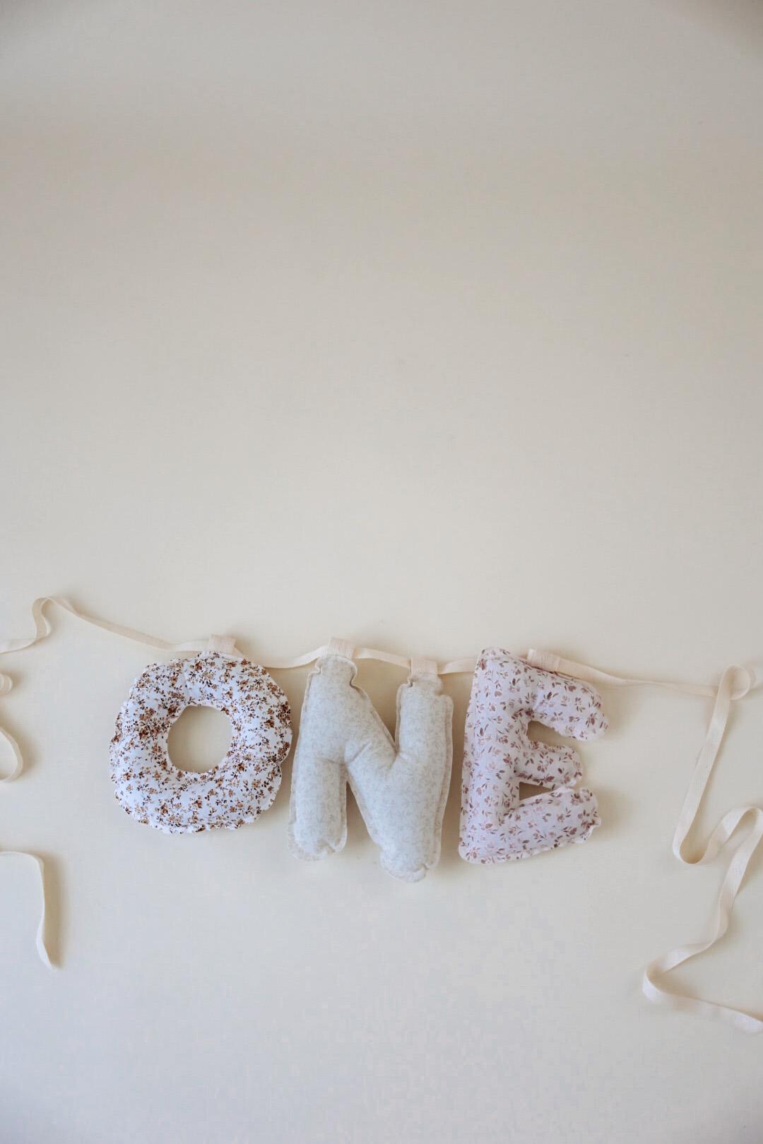 Custom Fabric High Chair Banner | Puffy Letters Nursery Decor | Handmade Birthday Garlands | Number Banner