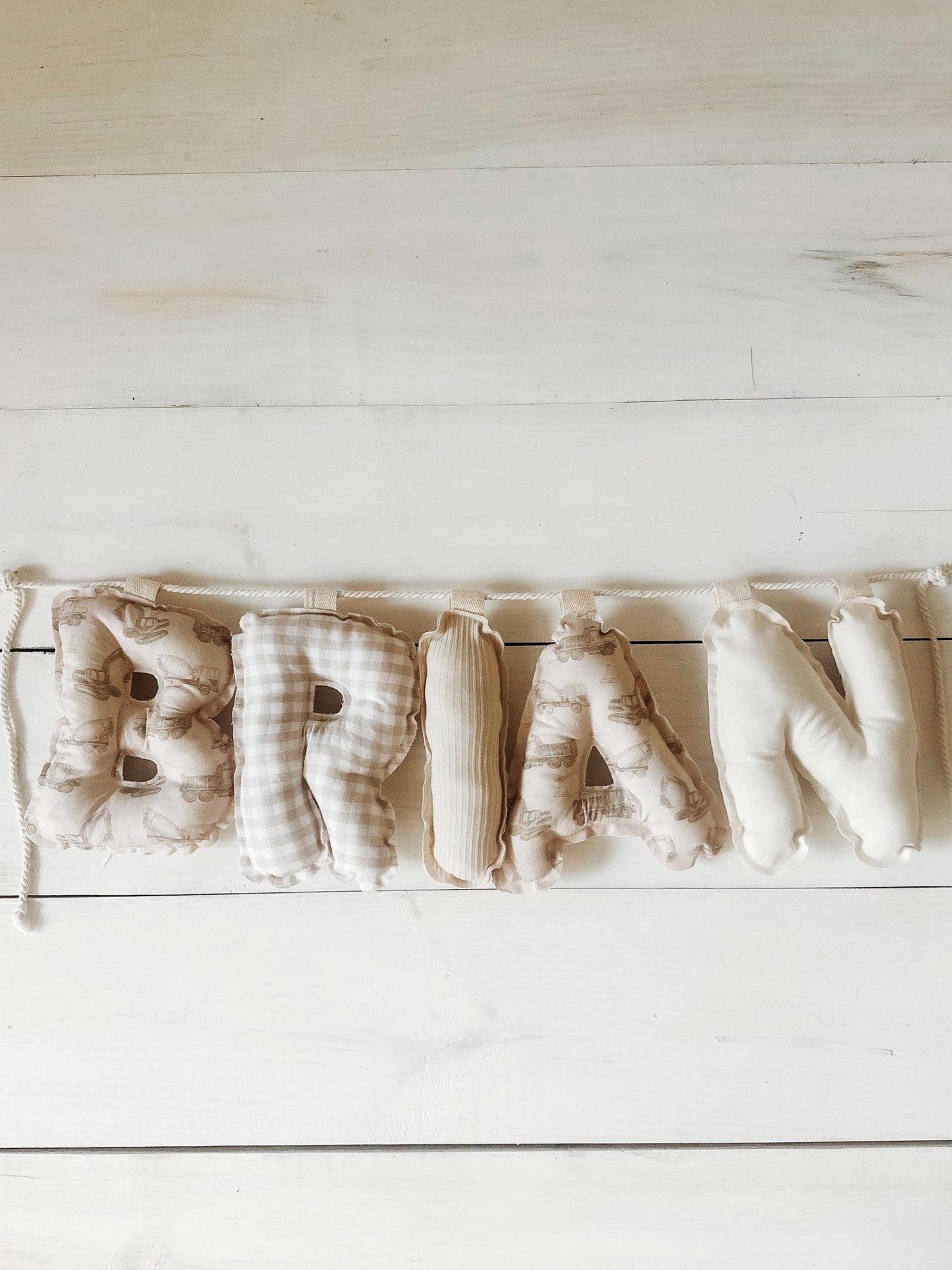 Fabric Name Banner | Construction Truck Nursery Decor, Baby Shower Gift