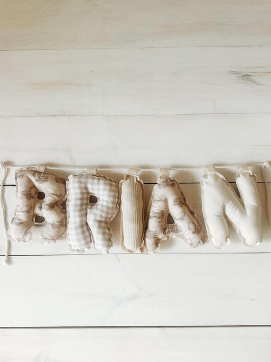 Fabric Name Banner | Construction Truck Nursery Decor, Baby Shower Gift