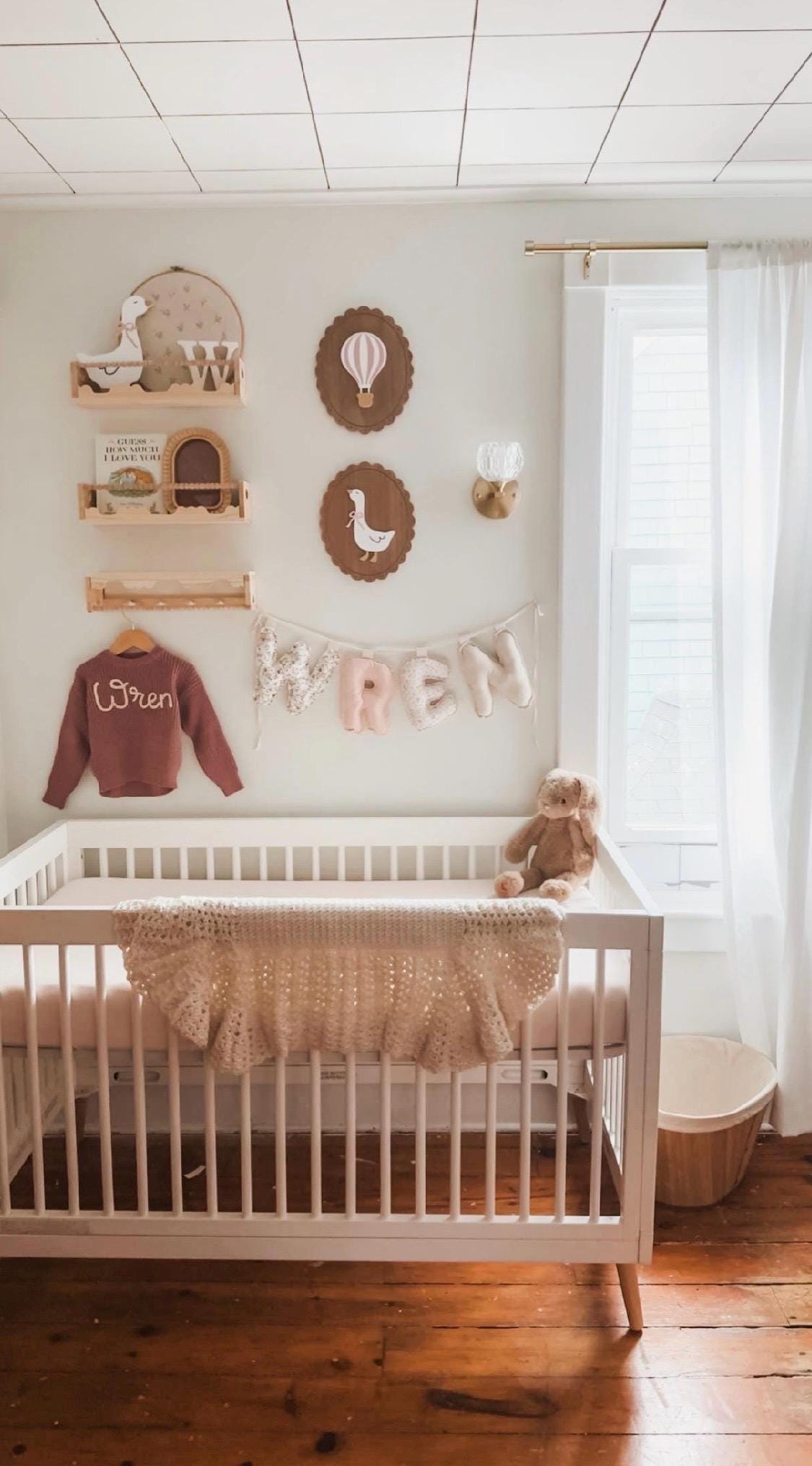 Custom Fabric Name Banner | Gingham Nursery Decor, Baby Shower Garland