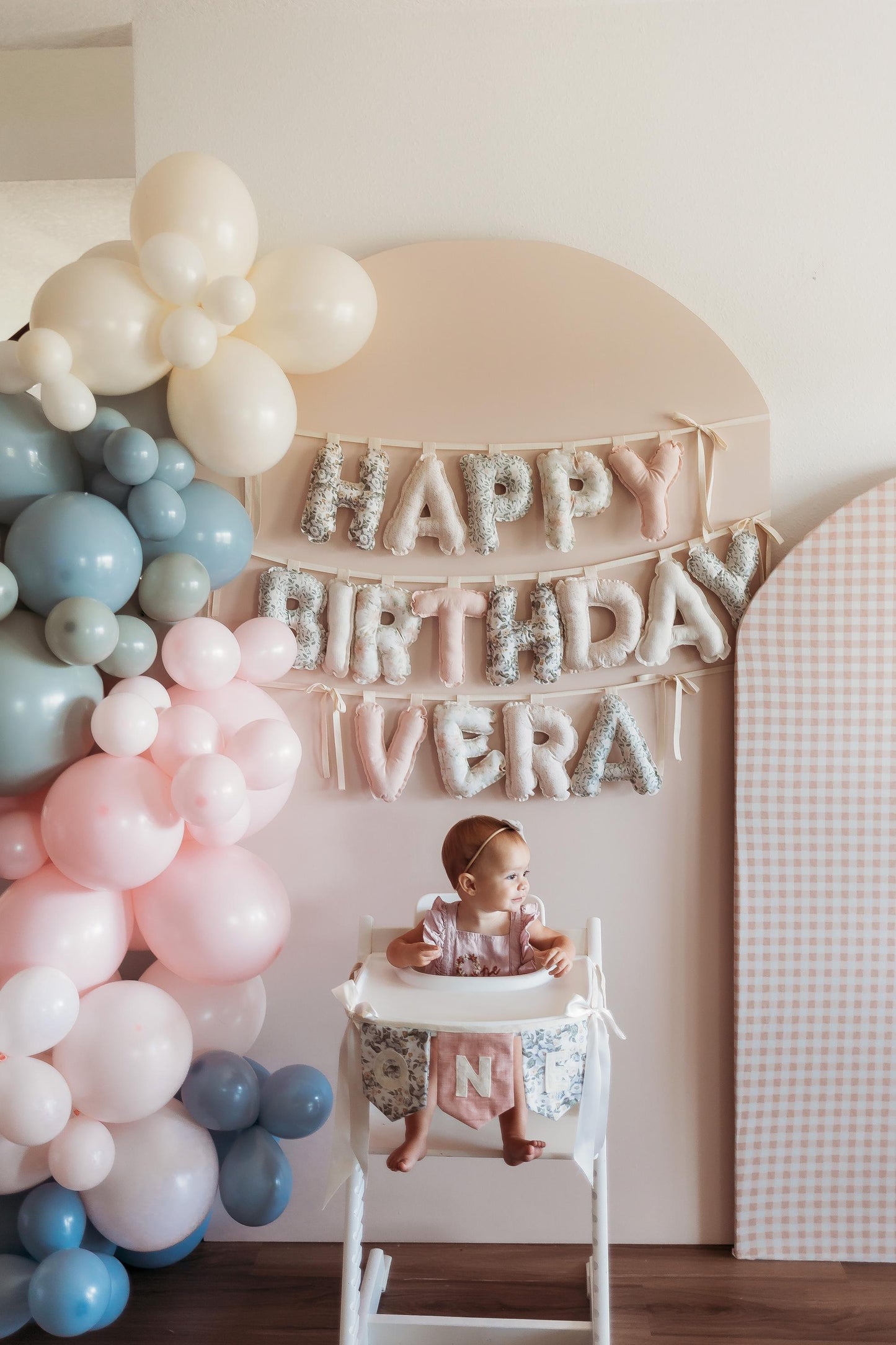 Custom Fabric High Chair Banner | Birthday Bunting Garland, Nursery Decor