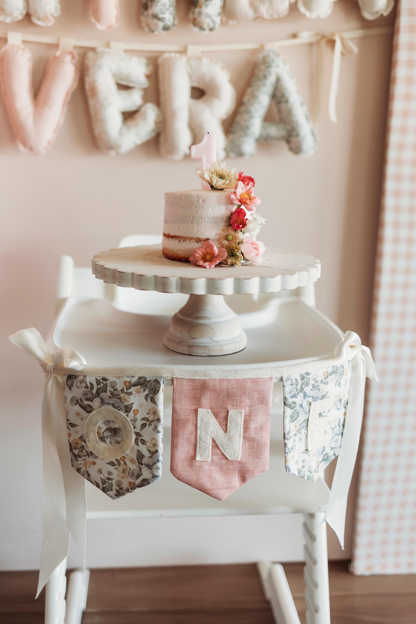 Custom Fabric High Chair Banner | Birthday Bunting Garland, Nursery Decor