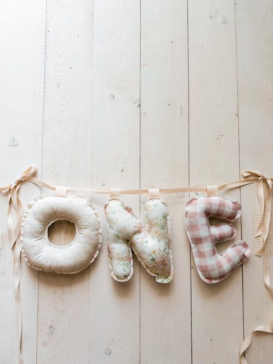 Custom Fabric High Chair Banner | Puffy Letters Nursery Decor | Handmade Birthday Garlands | Number Banner