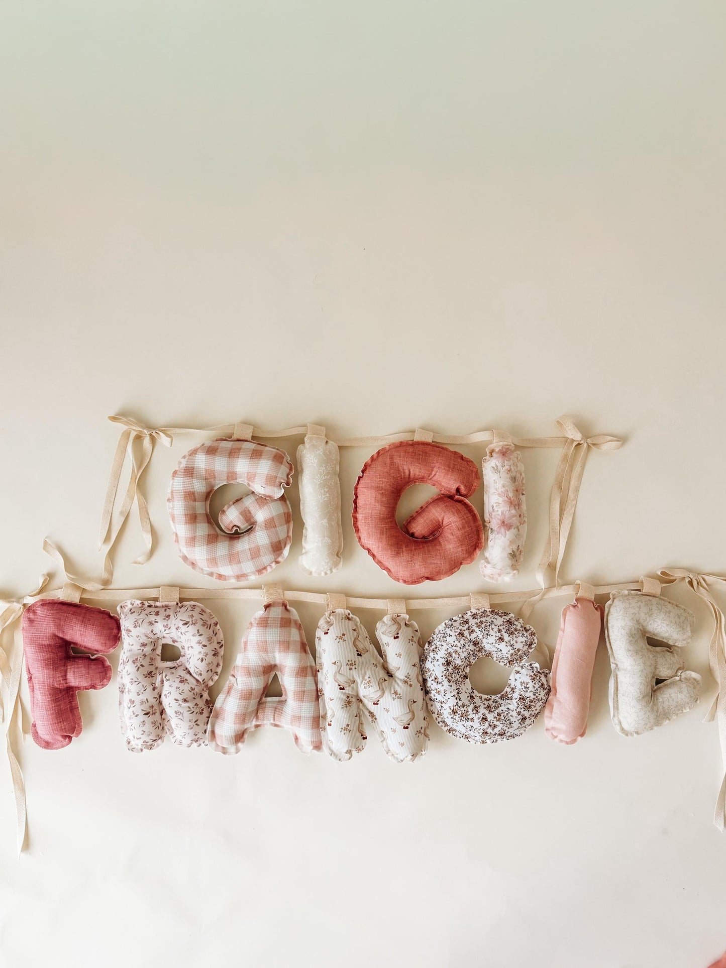 One Silly Goose Fabric Name Banner | Puffed Letters Nursery Decor, Baby Shower Gift
