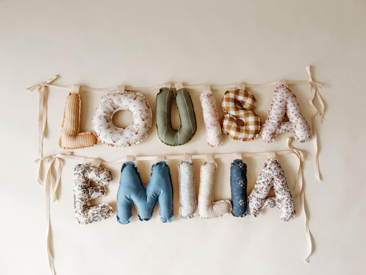 Fabric Name Banner | Puffy Letters Nursery Decor, Baby Shower Gift