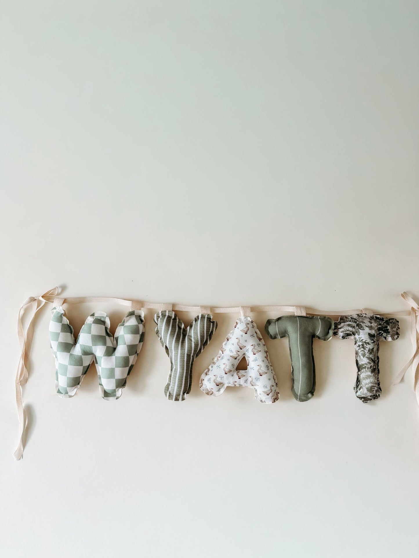 One Silly Goose Fabric Name Banner | Puffed Letters Nursery Decor, Baby Shower Gift